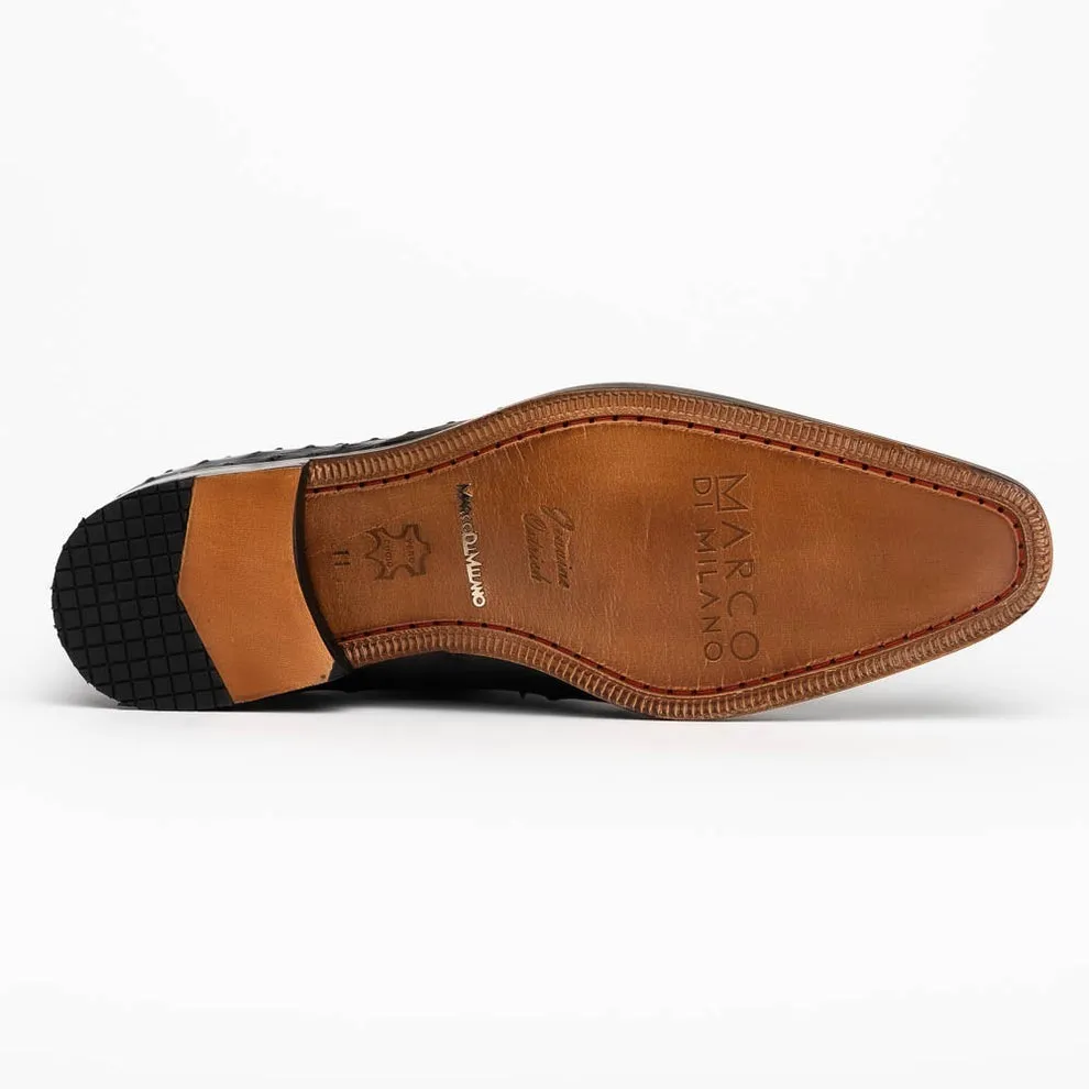 Marco Di Milano Criss Men's Shoes Exotic Ostrich Quill Dress Oxfords (MDM1073)