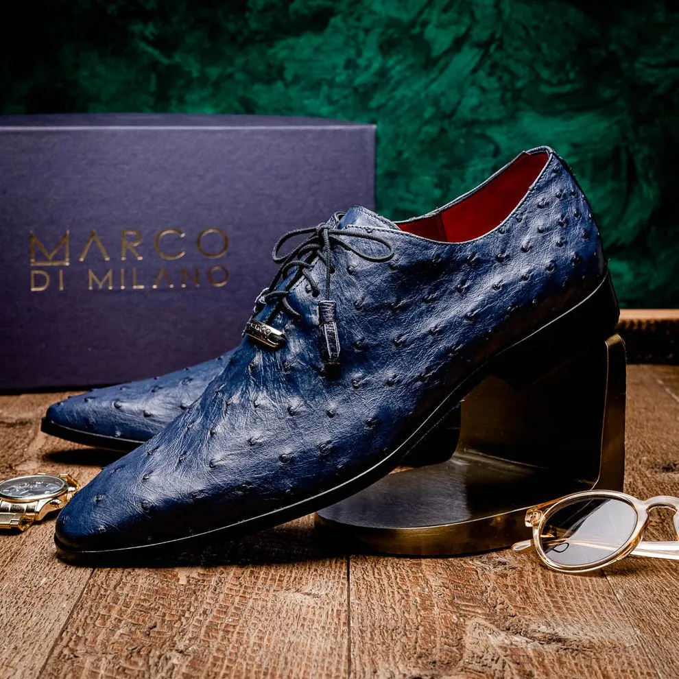 Marco Di Milano Criss Men's Shoes Exotic Ostrich Quill Dress Oxfords (MDM1073)