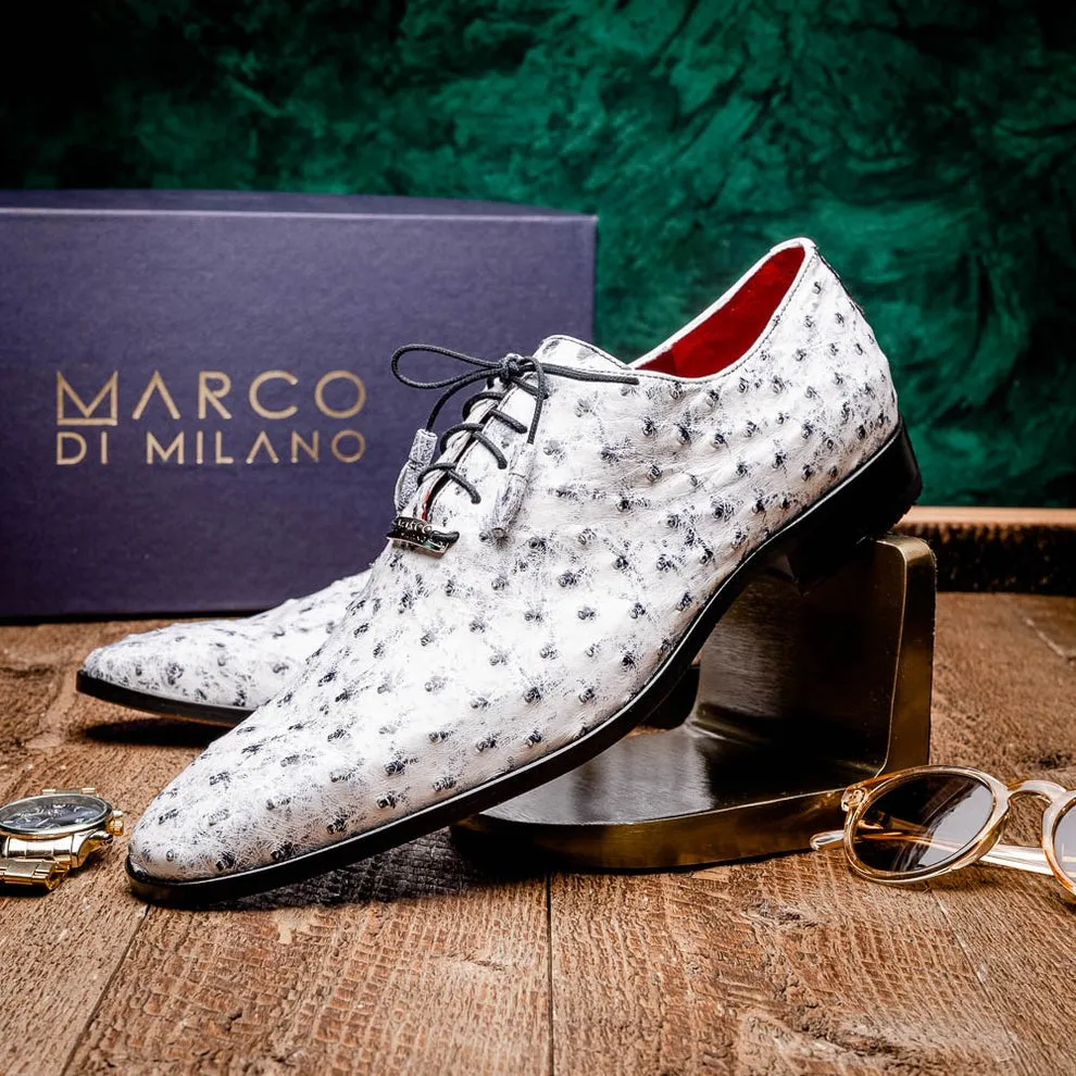 Marco Di Milano Criss Men's Shoes Exotic Ostrich Quill Dress Oxfords (MDM1073)