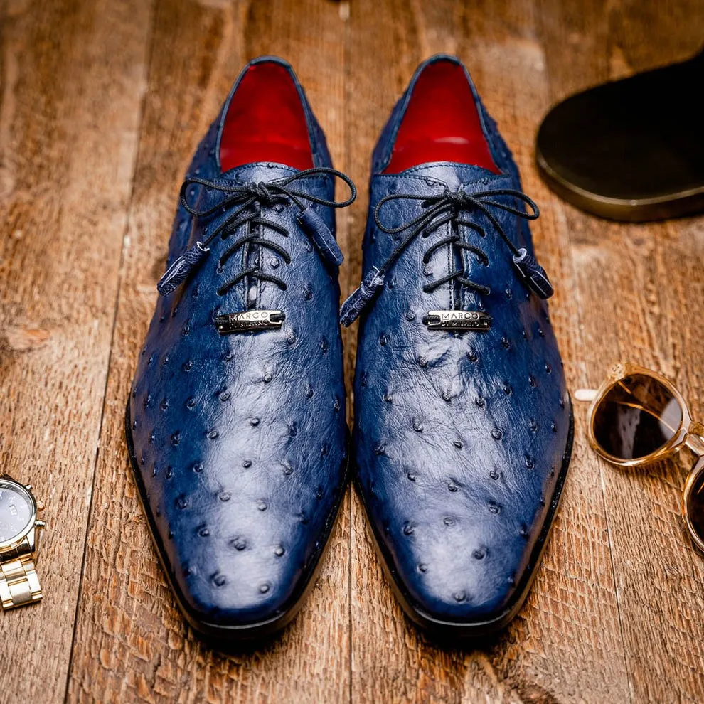 Marco Di Milano Criss Men's Shoes Exotic Ostrich Quill Dress Oxfords (MDM1073)