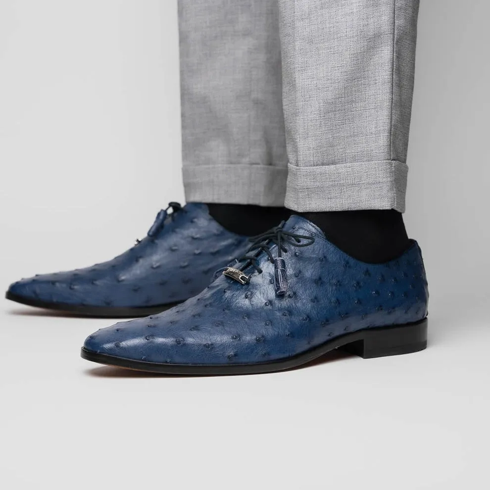 Marco Di Milano Criss Men's Shoes Exotic Ostrich Quill Dress Oxfords (MDM1073)