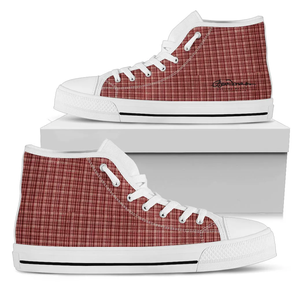 Maroon Beige Tight Plaid High Top Sneakers