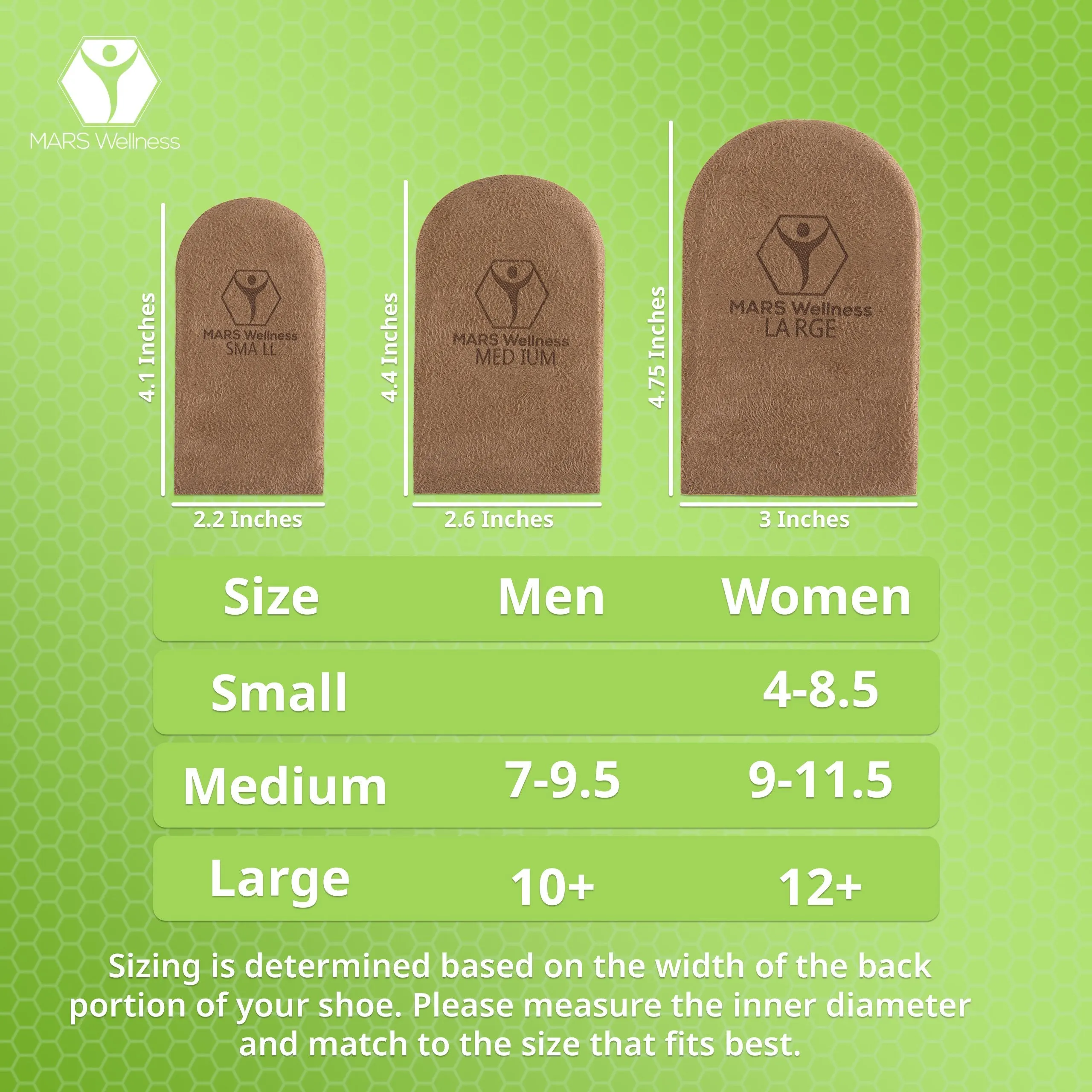 Mars Wellness Gel Heel Lift - 3 Layers, 1/8" per Layer, Adjustable Height - Soft Suede Top - 1 Pair