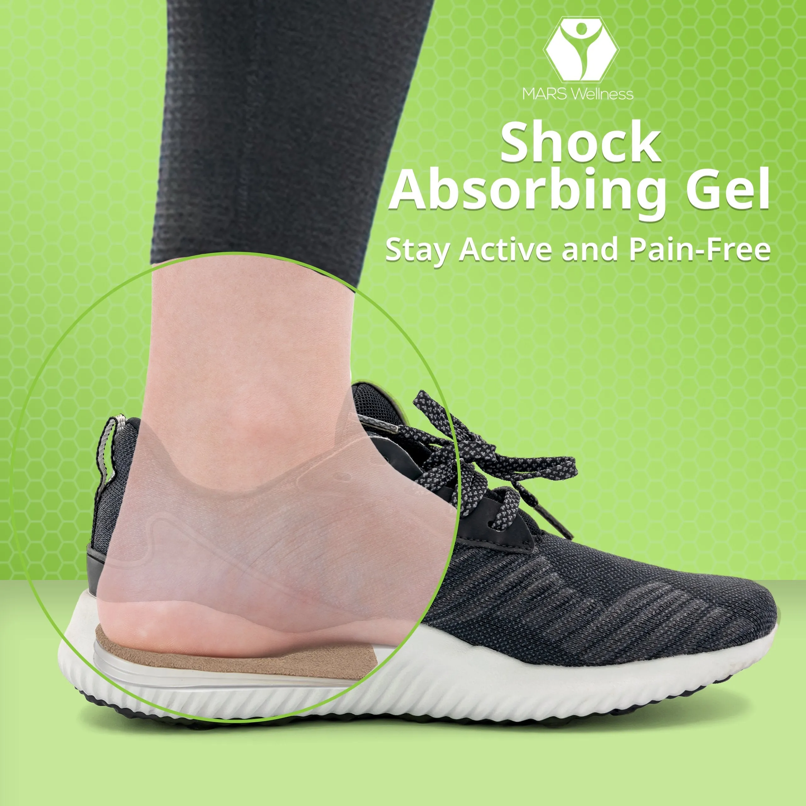 Mars Wellness Gel Heel Lift - 3 Layers, 1/8" per Layer, Adjustable Height - Soft Suede Top - 1 Pair