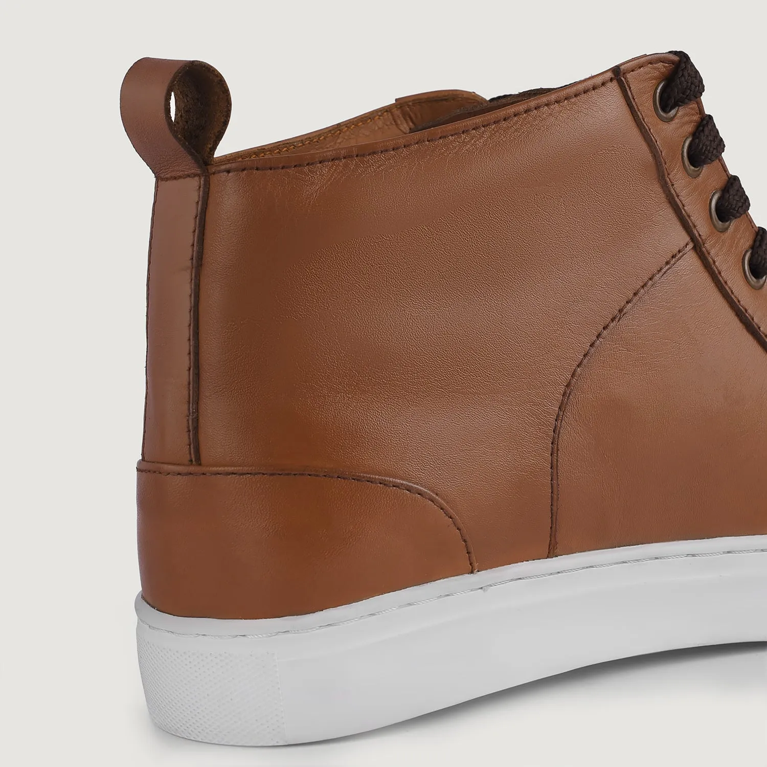 Marty High Top Tan Leather Sneakers