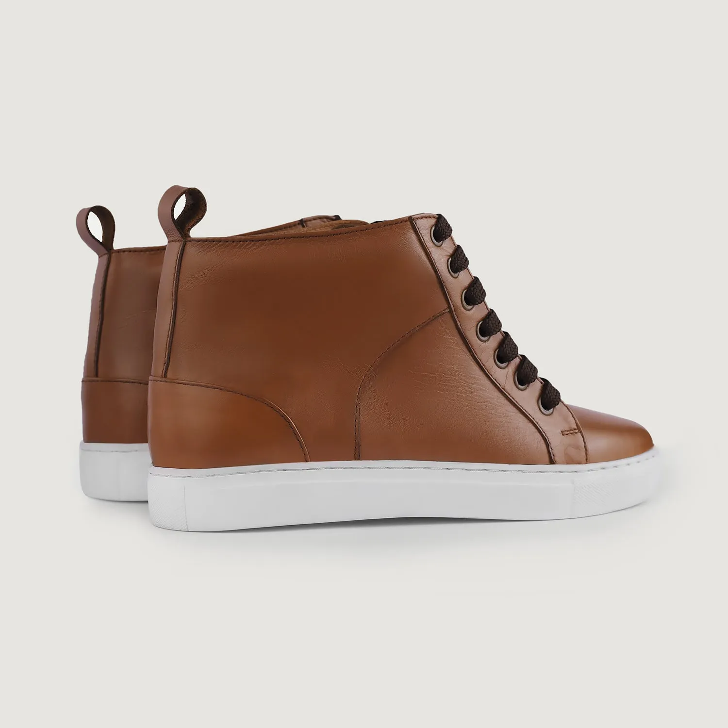 Marty High Top Tan Leather Sneakers