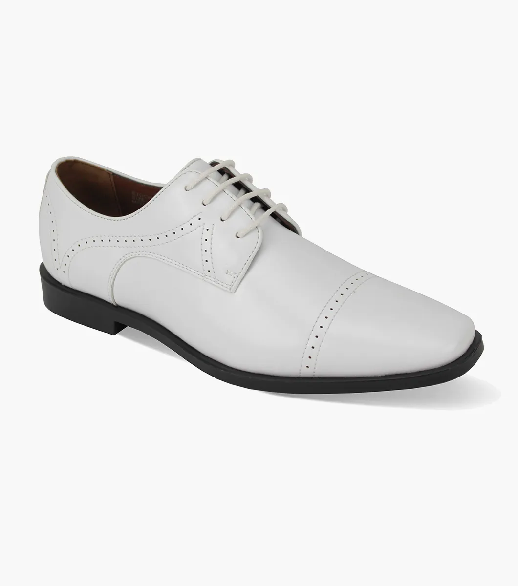 Men's White Cap Toe Oxford Shoes