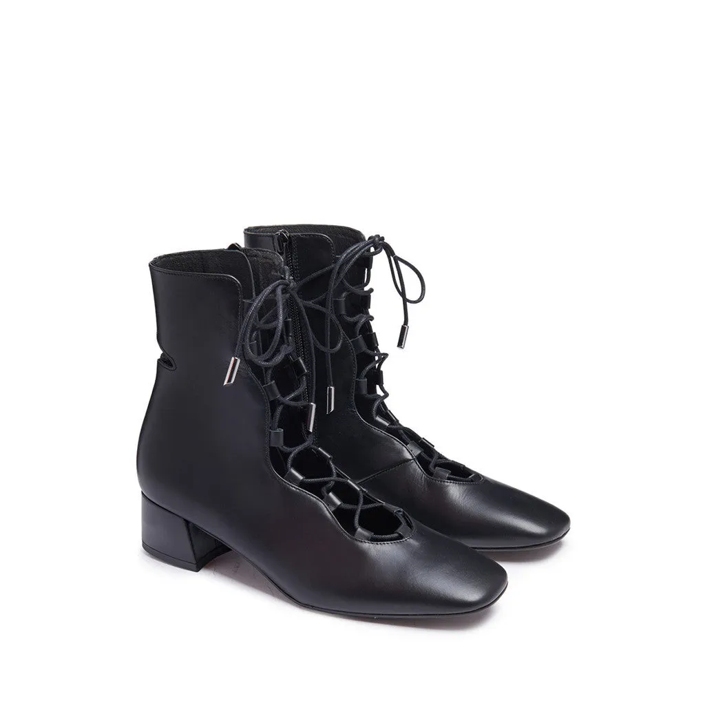 Miista Analeigh Lace-Up Bootie in Black