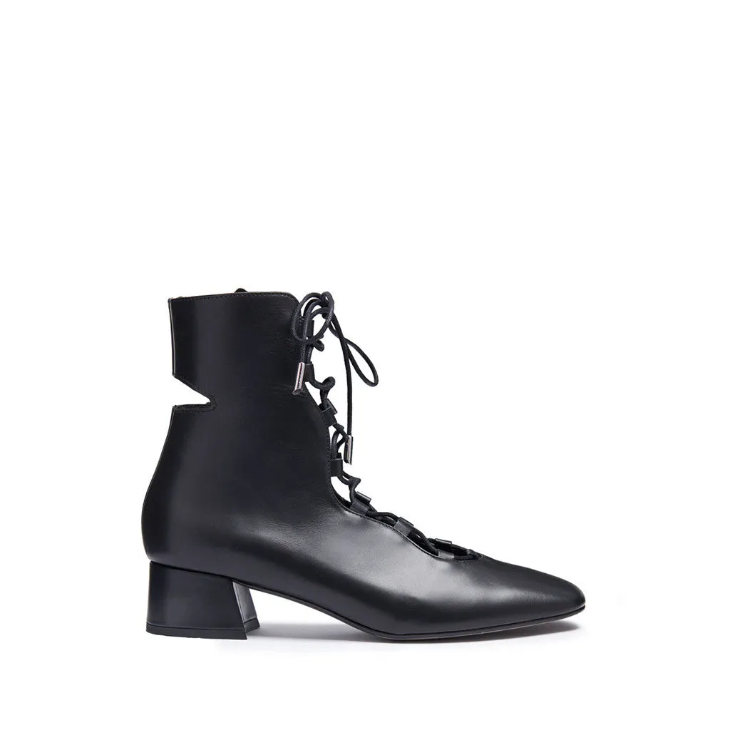 Miista Analeigh Lace-Up Bootie in Black