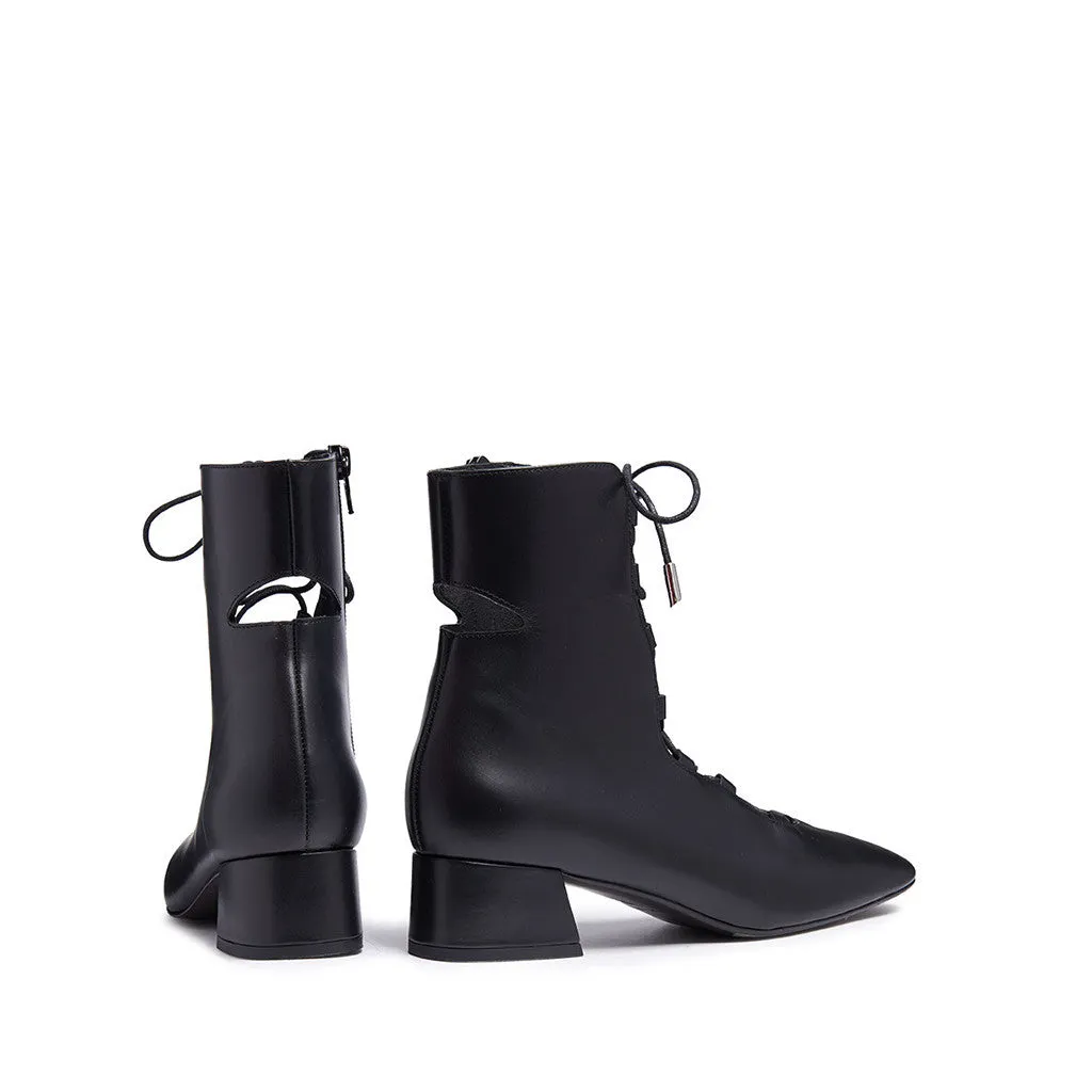 Miista Analeigh Lace-Up Bootie in Black