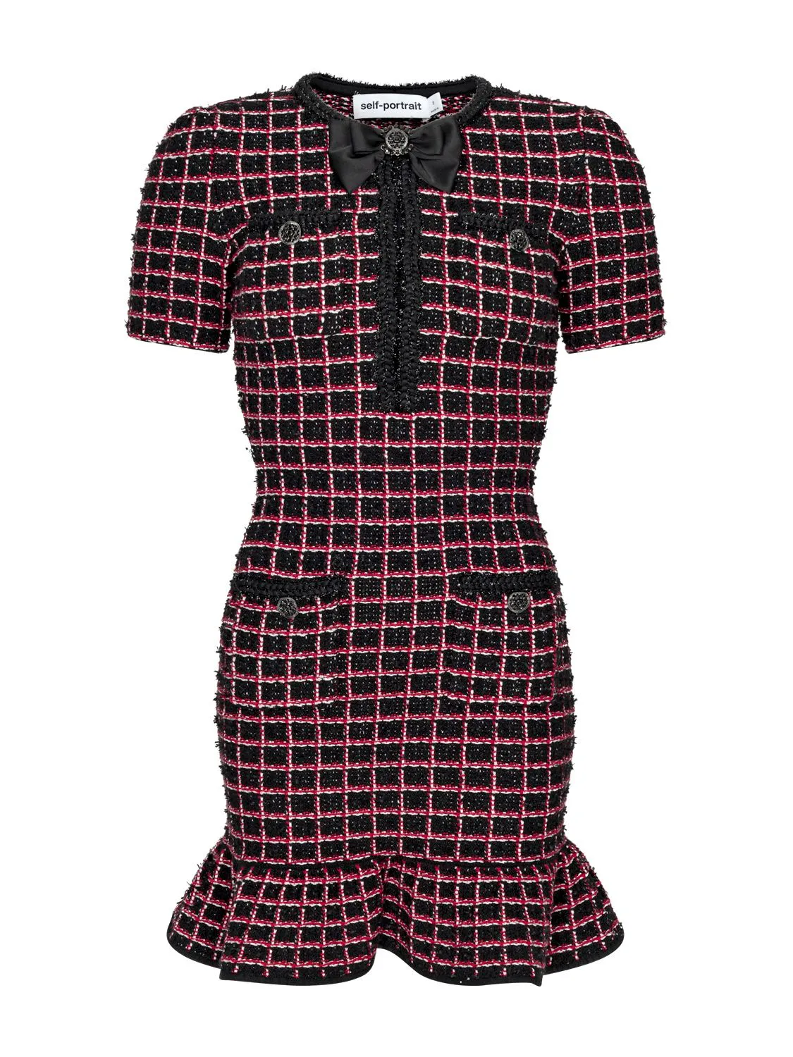 Minikleid aus kariertem Strick
