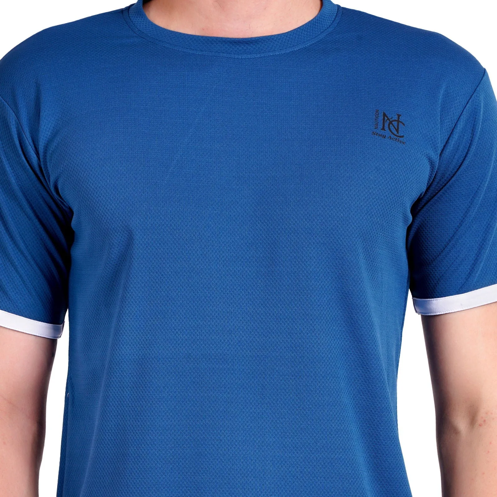NAUTICON Men Round Neck t-Shirt and Shorts Co-Ord Set Blue