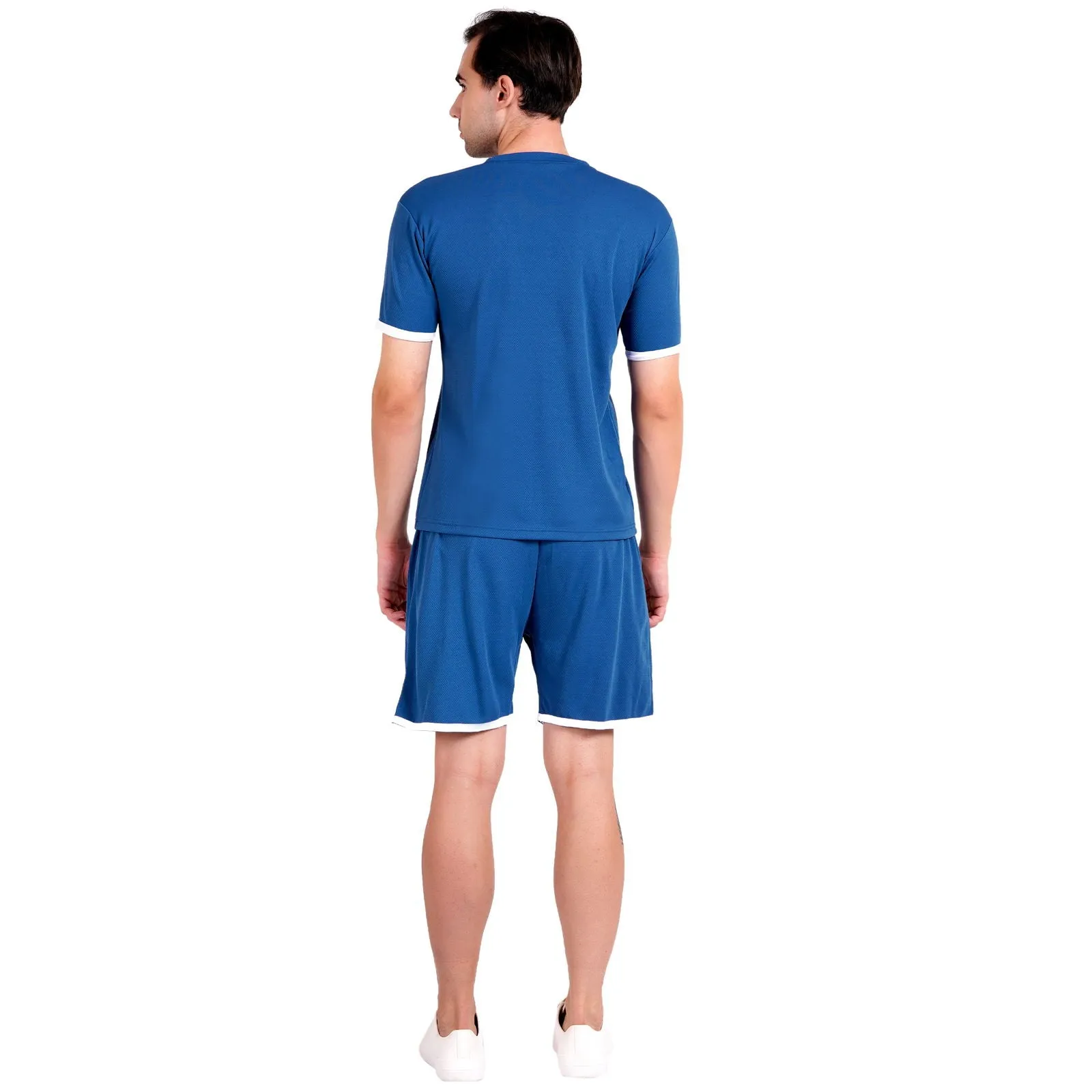 NAUTICON Men Round Neck t-Shirt and Shorts Co-Ord Set Blue