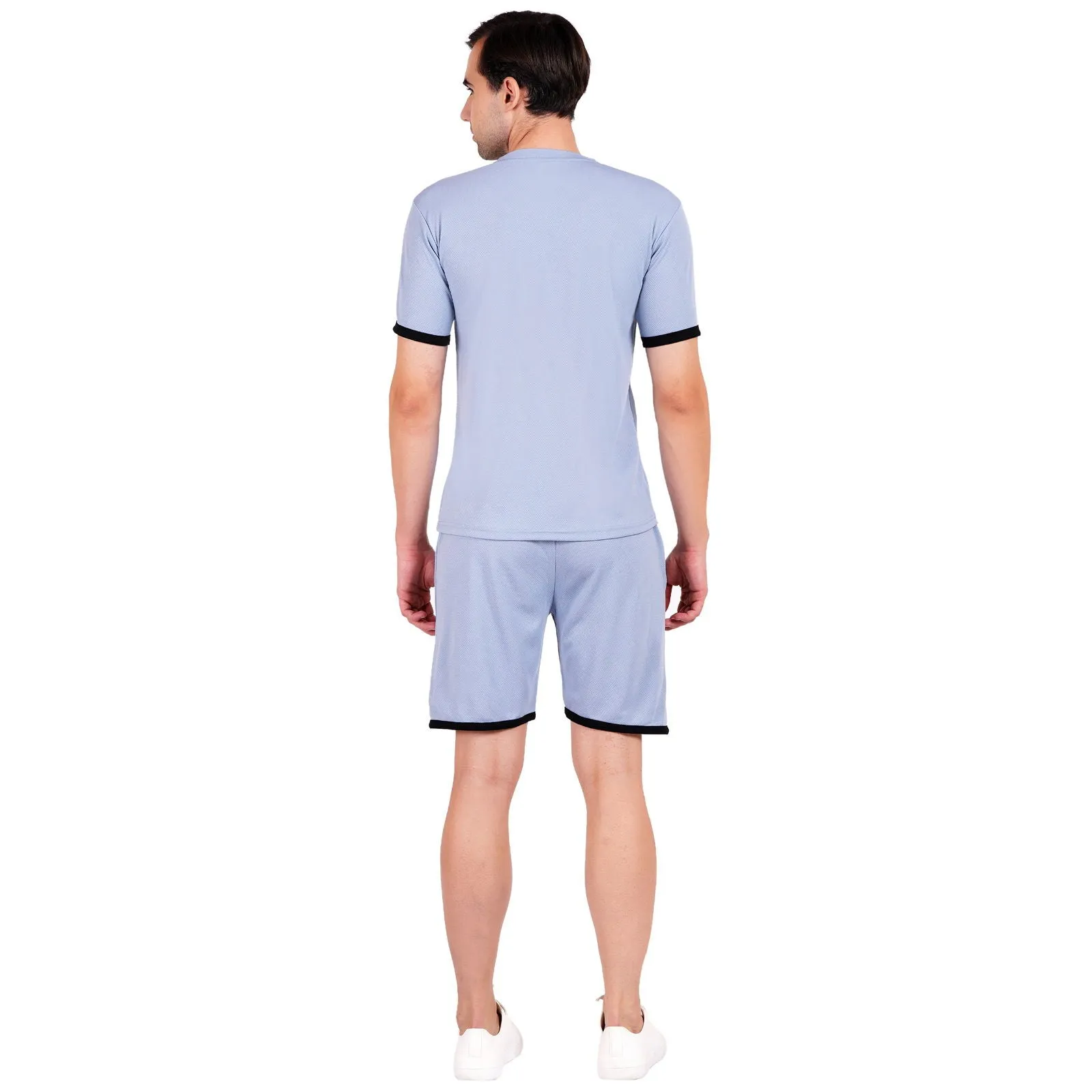 NAUTICON Men Round Neck t-Shirt and Shorts Co-Ord Set Light Blue
