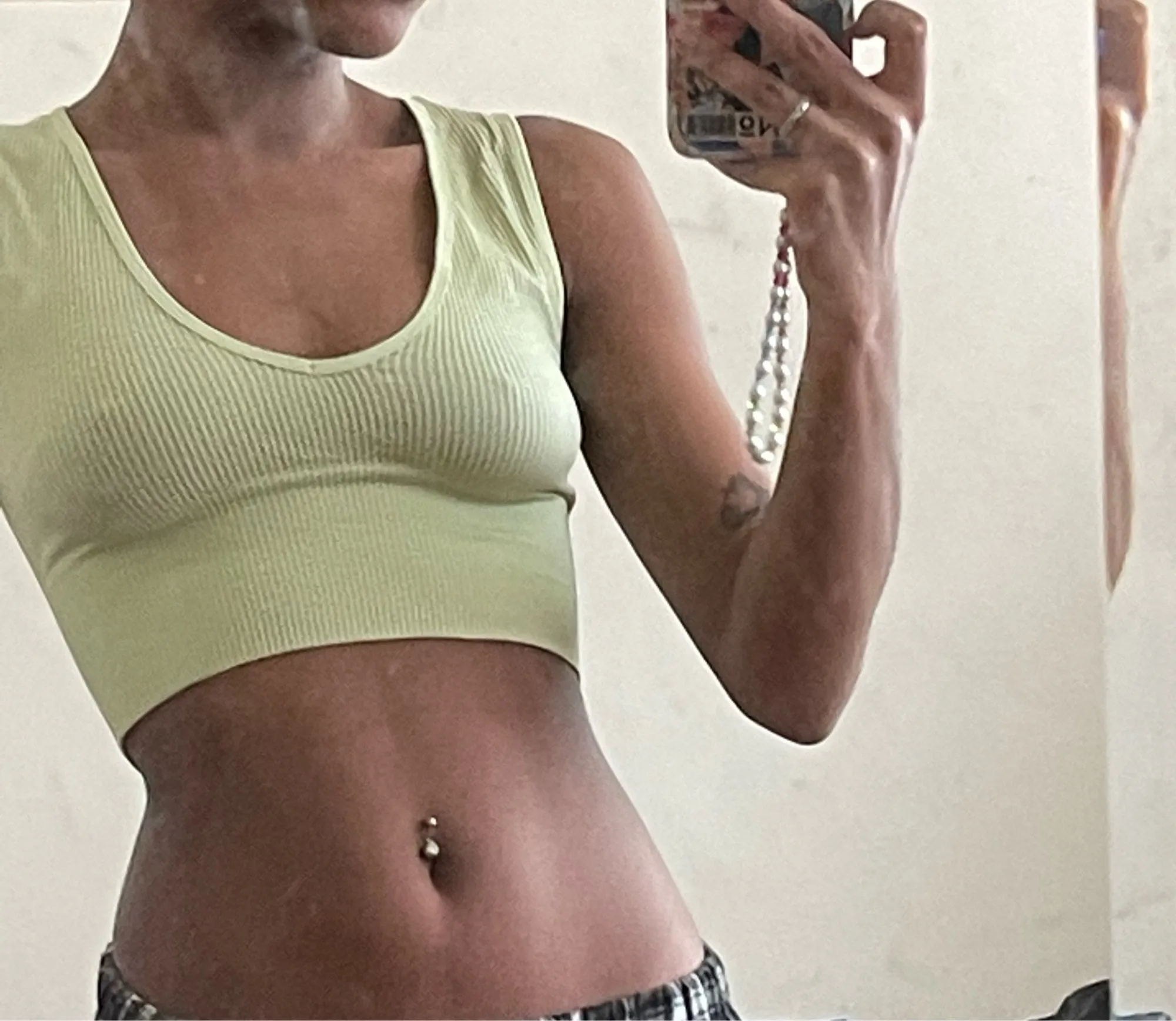 Non-See-Through Plunge Ribbed Crop Top