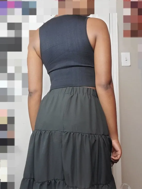 Non-See-Through Plunge Ribbed Crop Top