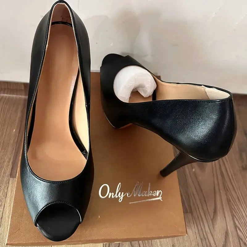 Onlymaker Peep Toe Platform Heel Pumps