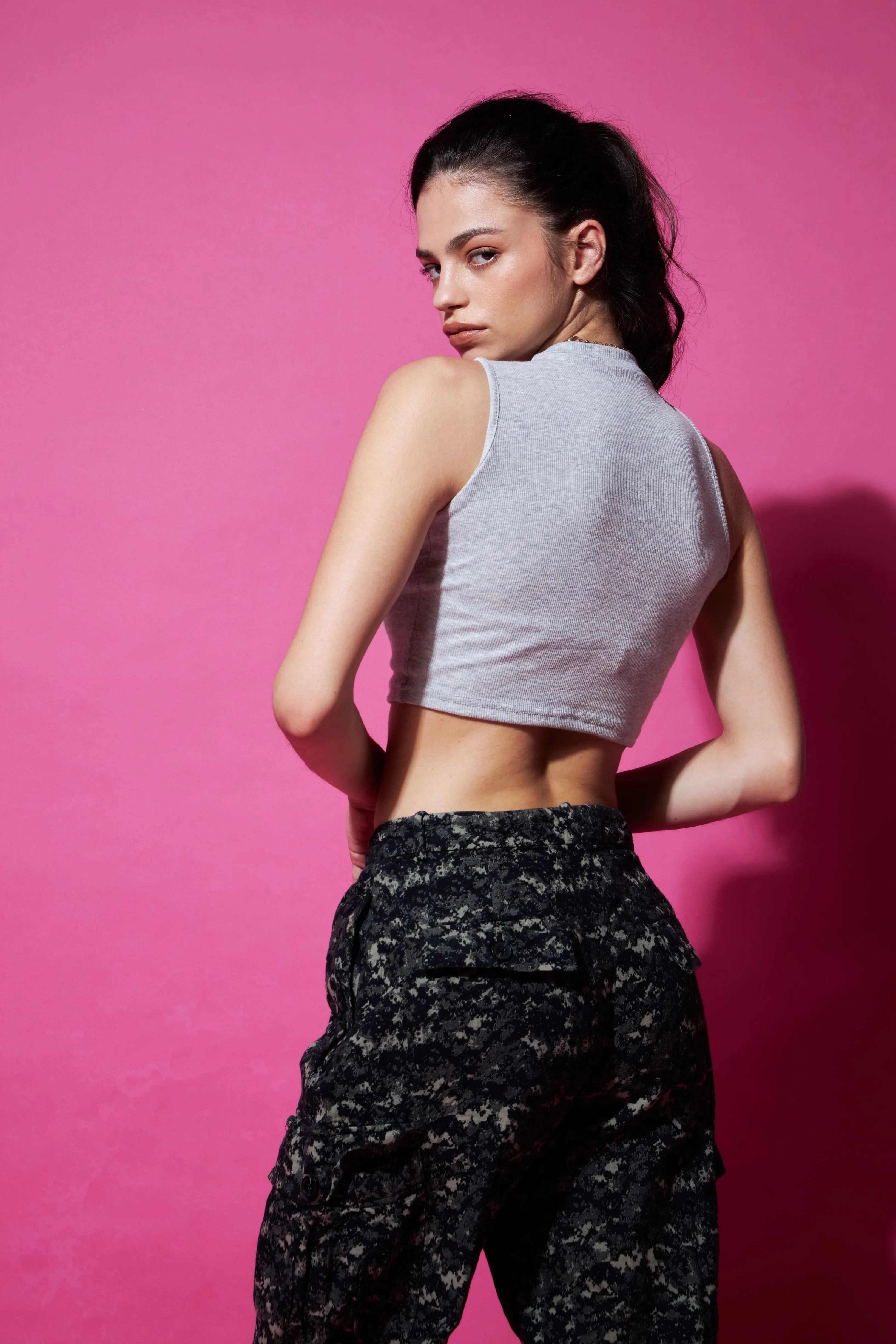 Out of the cut asymmetrical crop top
