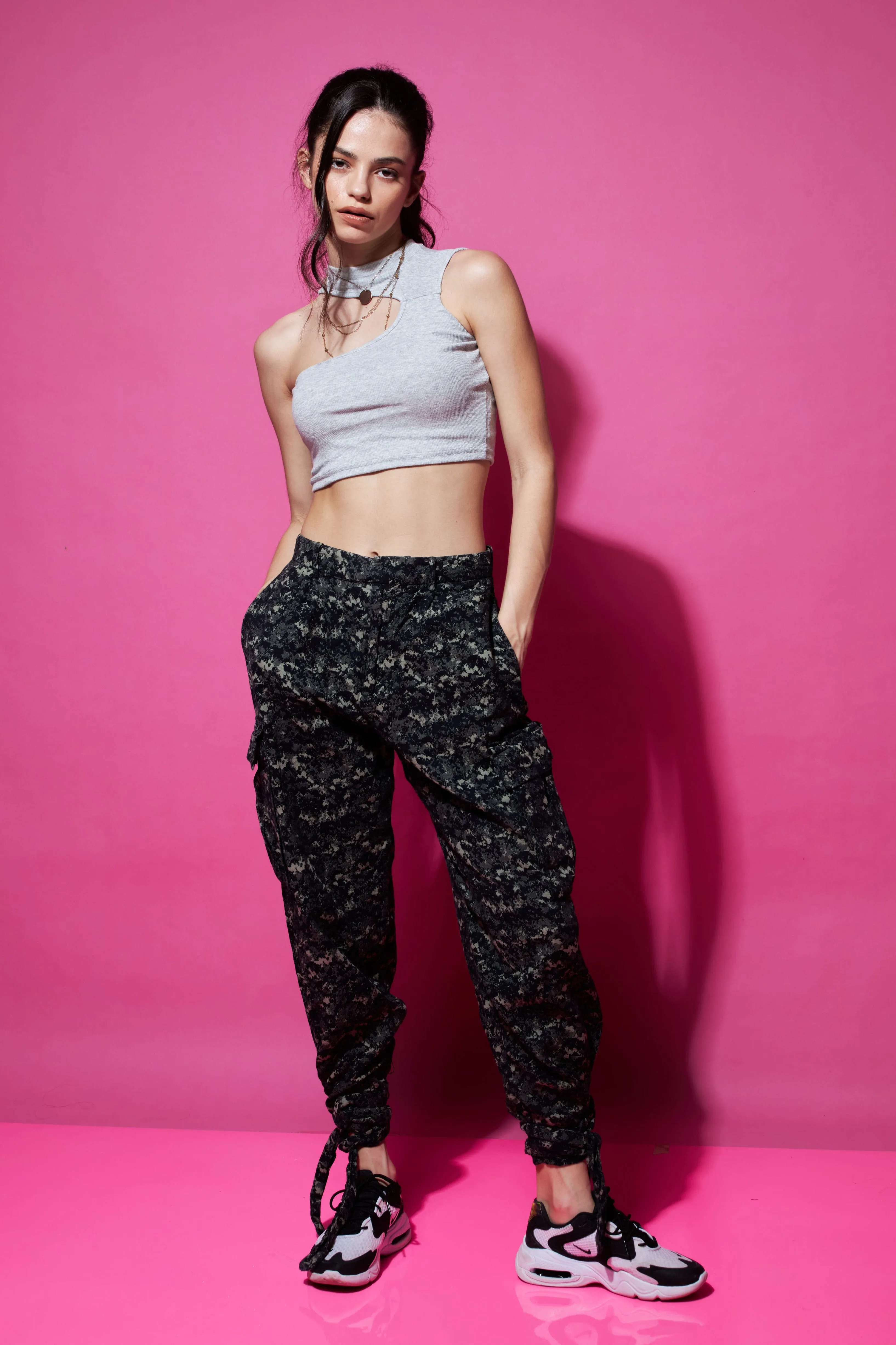 Out of the cut asymmetrical crop top