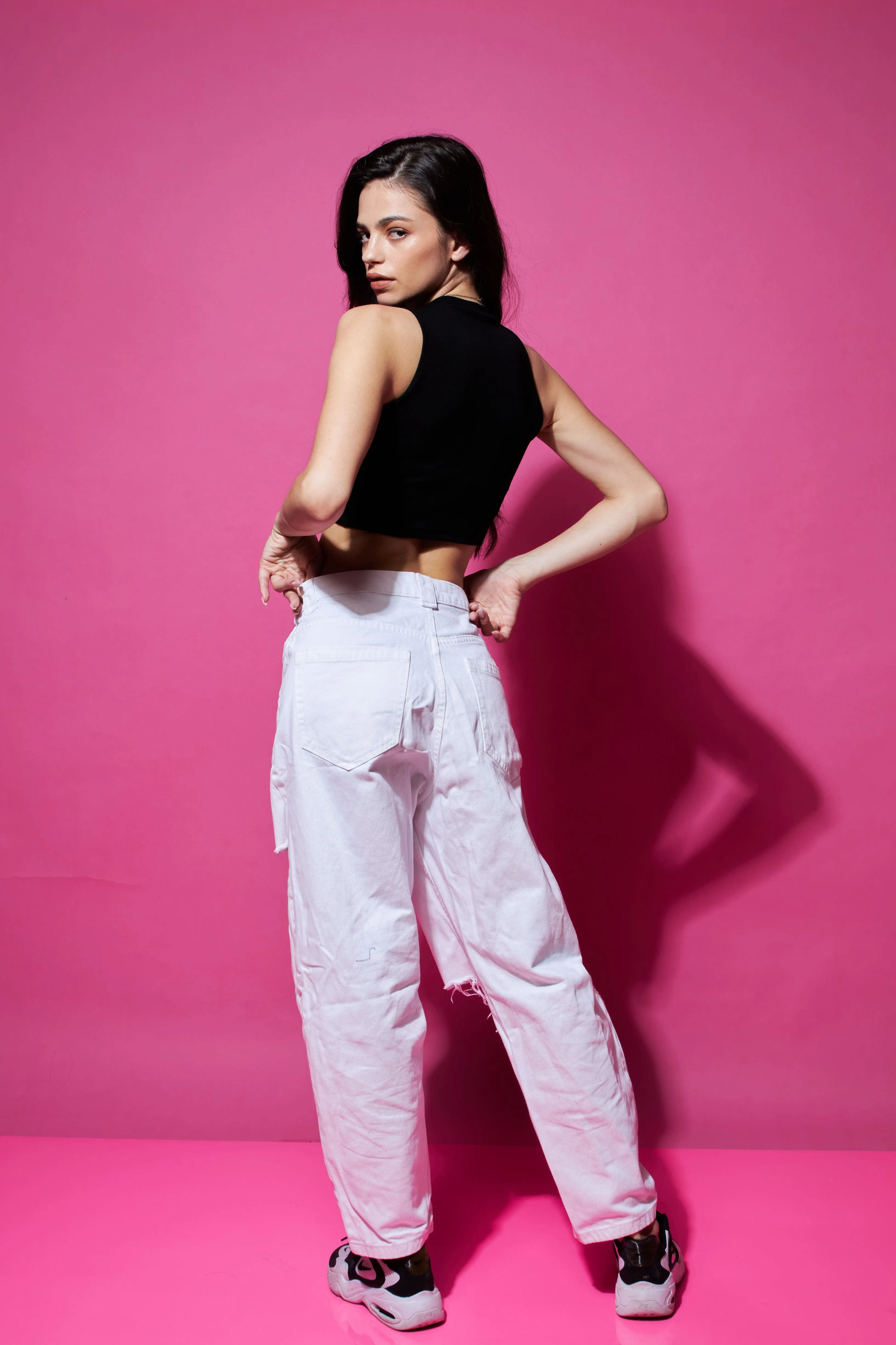 Out of the cut asymmetrical crop top