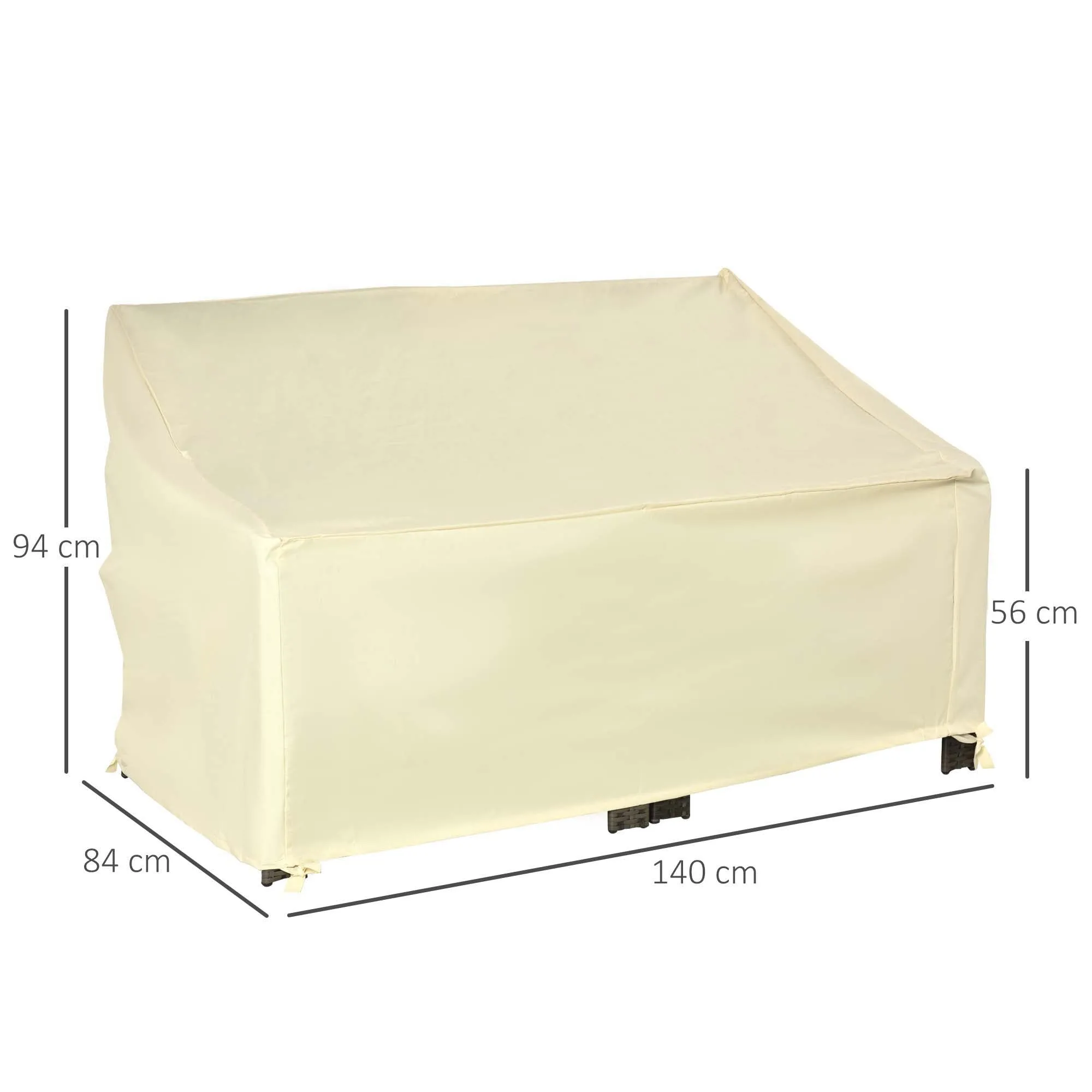 Outdoor Furniture Cover 2 Seater Loveseat Protection Tough PVC Lining Wind Rain Dust UV Waterproof, 140x84x94cm