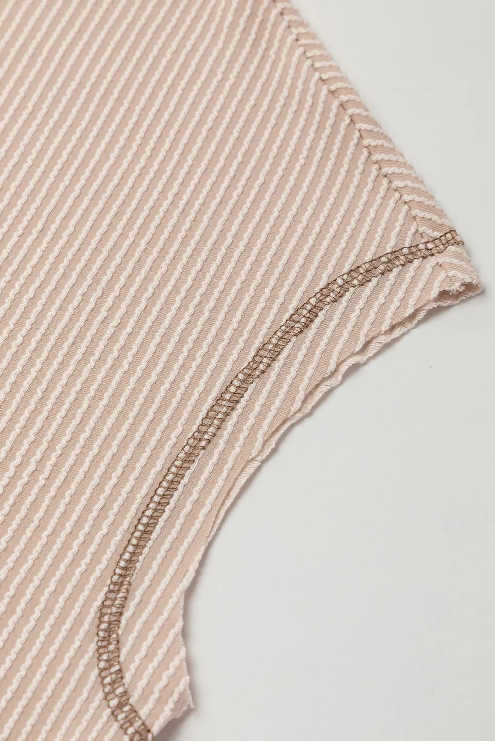 Parchment Exposed Seam Corded T shirt and Wide Leg Pants Set