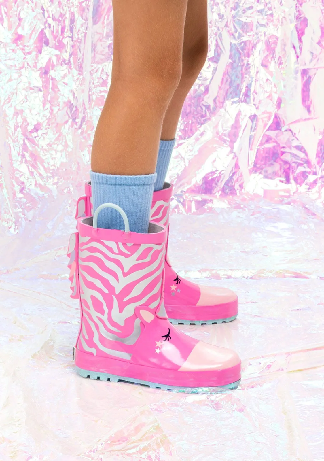 Pink Unicorn Rain Boots Rubber