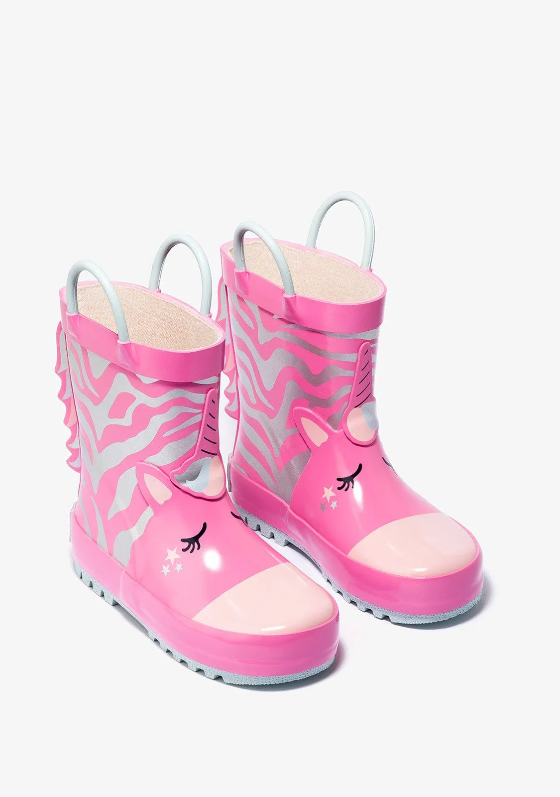 Pink Unicorn Rain Boots Rubber