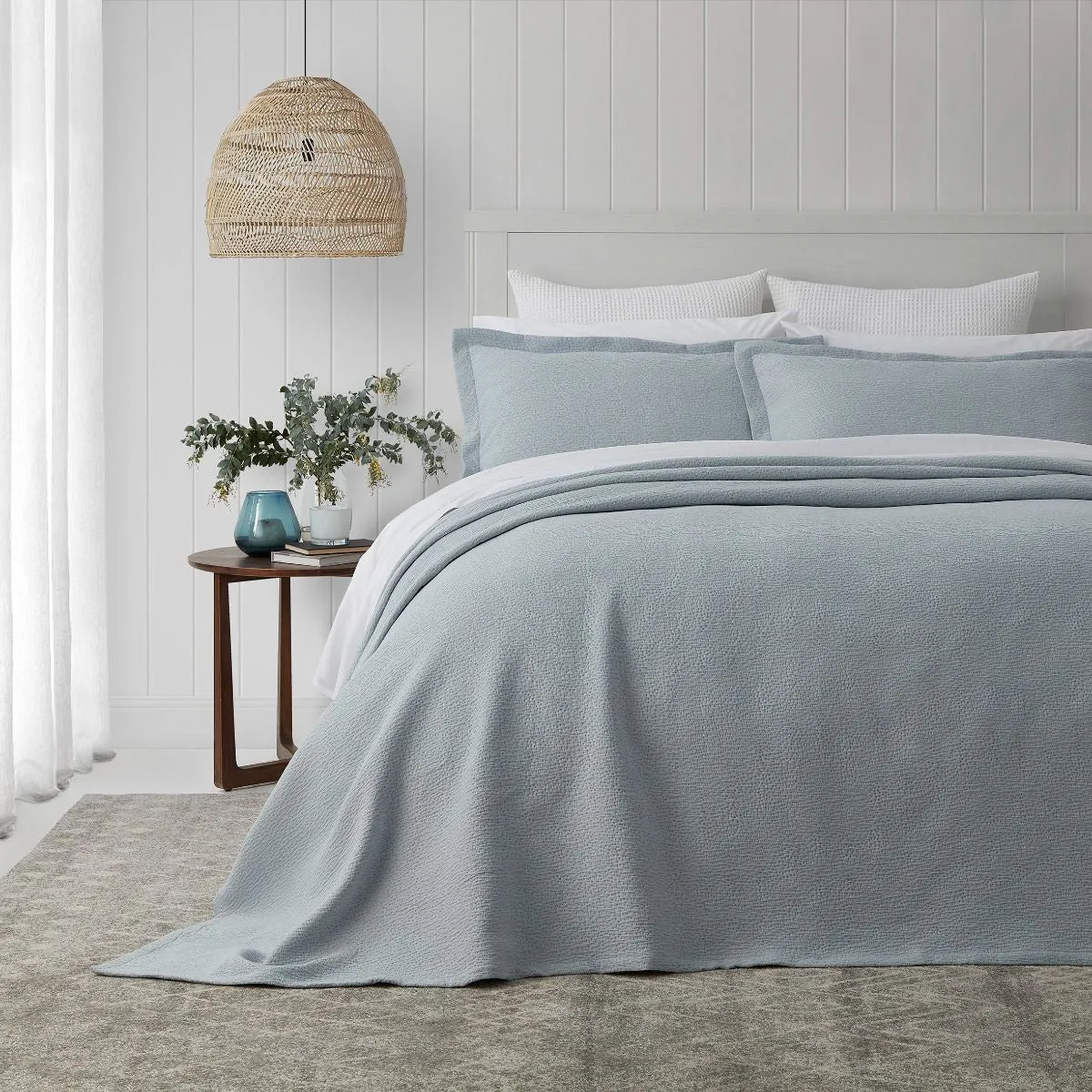 Porto Duck Egg Bedspread - Queen