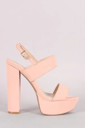 Qupid Nubuck Double Band Slingback Platform Heel