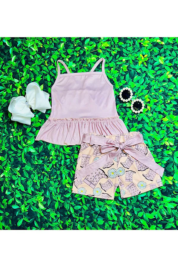Rain boots & daisies baby pink 2pc set 12373MZ