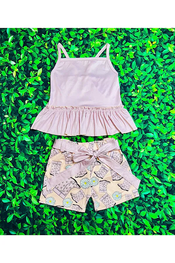 Rain boots & daisies baby pink 2pc set 12373MZ