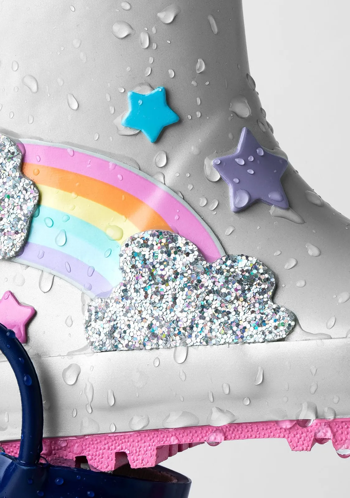Rainbow Silver Grey Rain Boots Rubber
