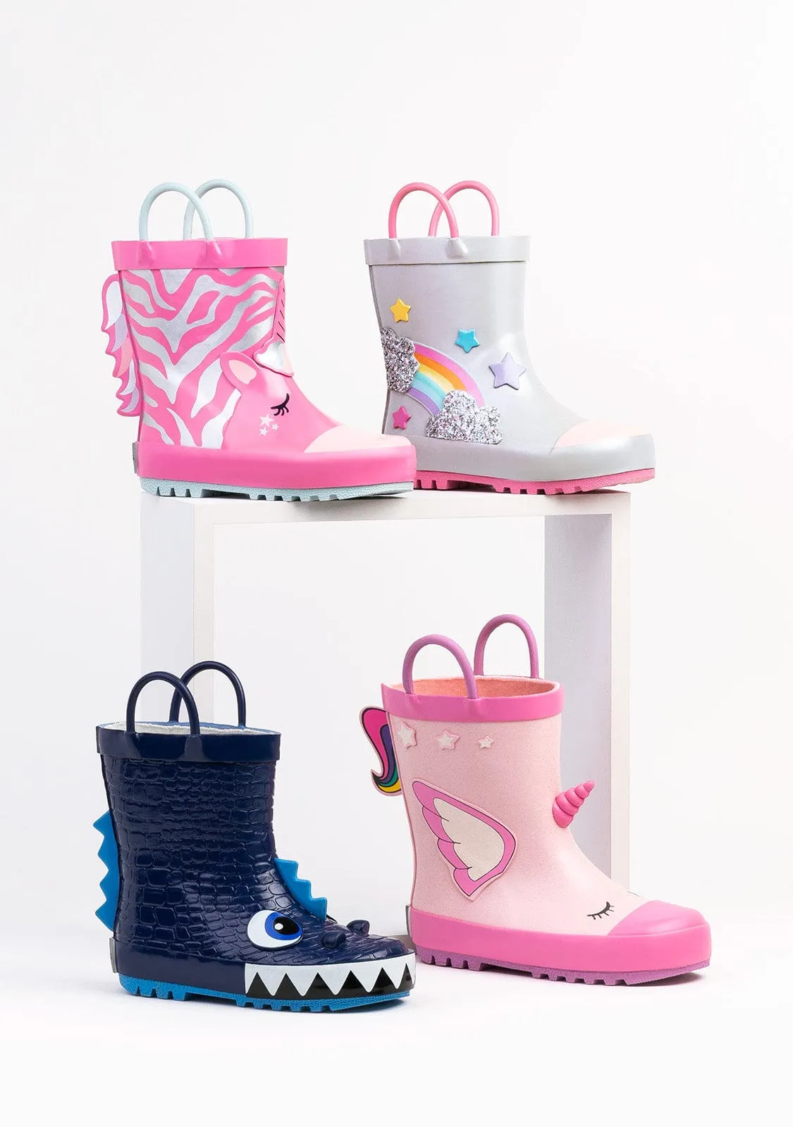 Rainbow Silver Grey Rain Boots Rubber