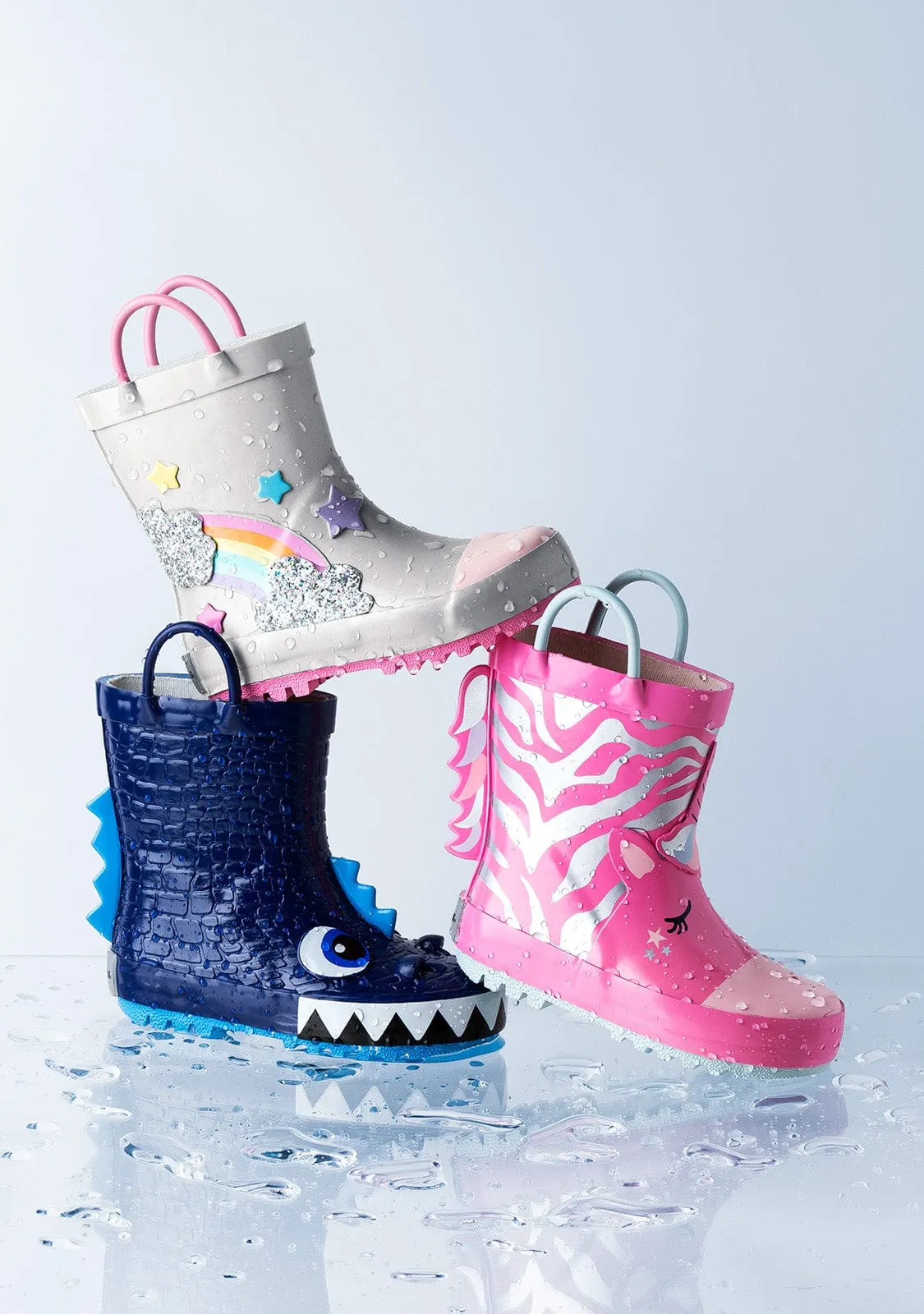 Rainbow Silver Grey Rain Boots Rubber