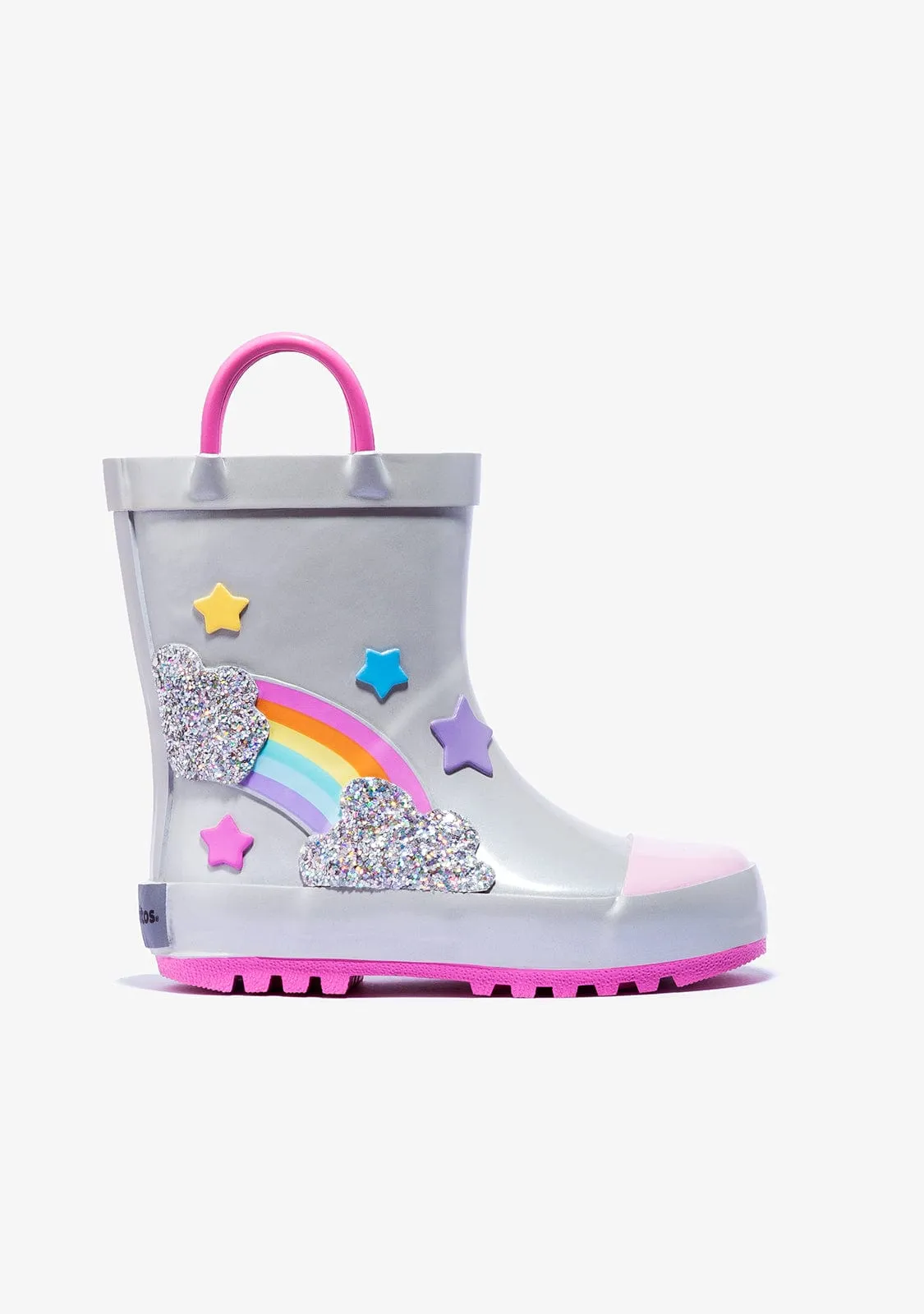 Rainbow Silver Grey Rain Boots Rubber