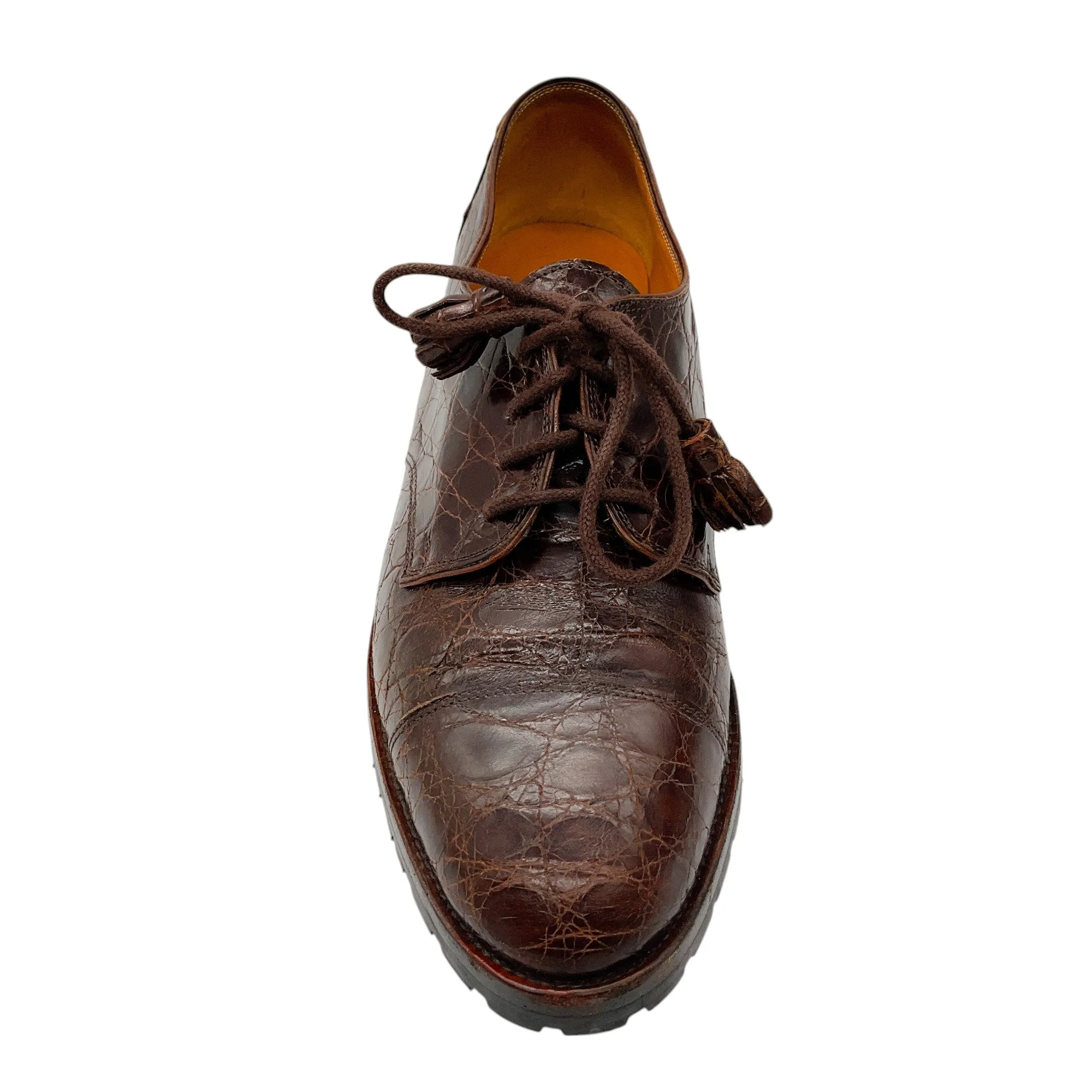 Ralph Lauren Brown Crocodile Skin Leather Oxford Shoes