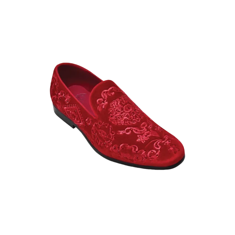 Red luxury shoes men's velvet shoes slip on loafer tuxedo dress shoes