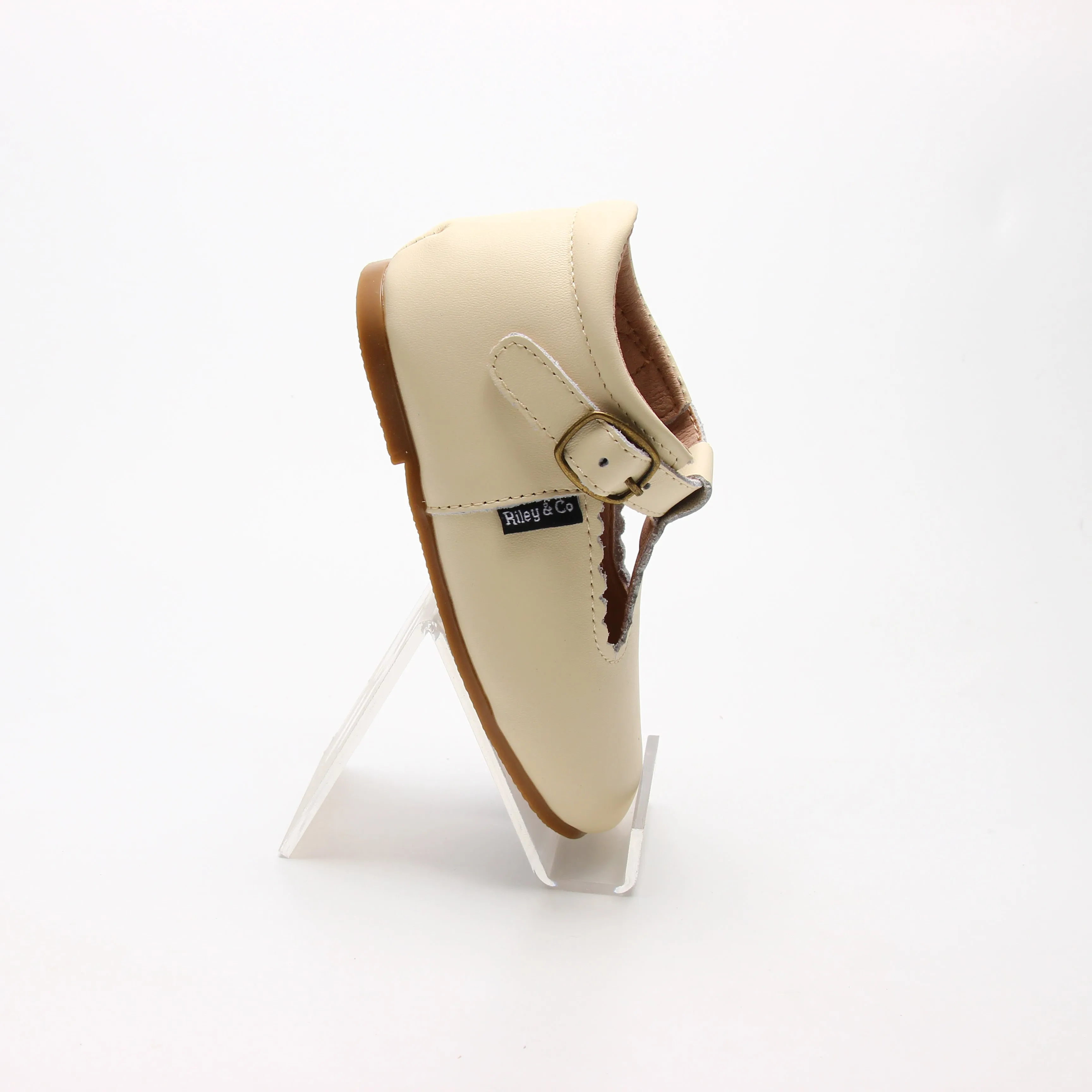 Riley T-Straps - Scalloped - Pale Yellow