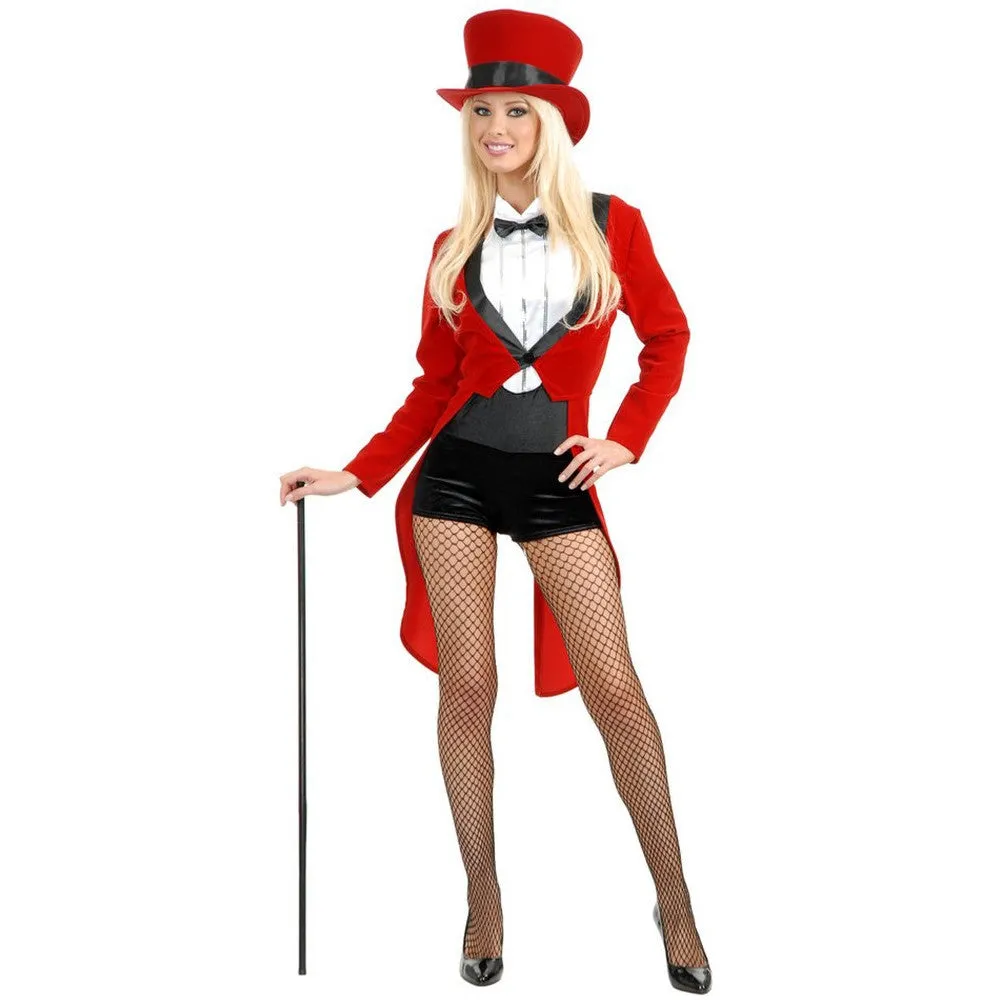 Ringmaster Circus Sweetie Adult Women's Red Tuxedo Tailcoat Costume