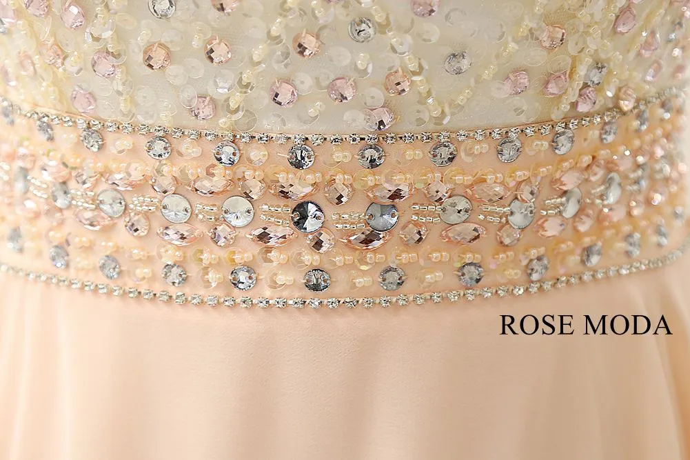 Rosemoda Beaded A Line Chiffon Long Evening Dress