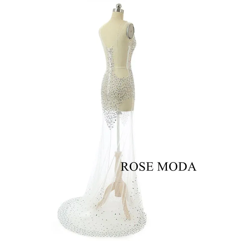 Rosemoda Heavy Beaded Long Illusion Prom Dresses