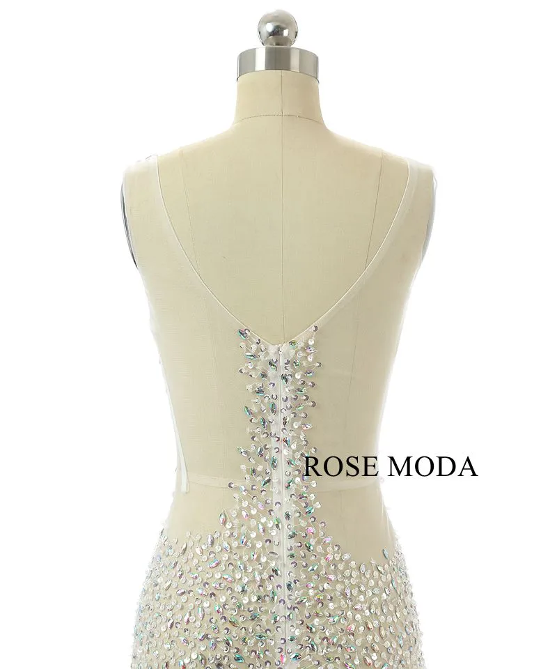 Rosemoda Heavy Beaded Long Illusion Prom Dresses