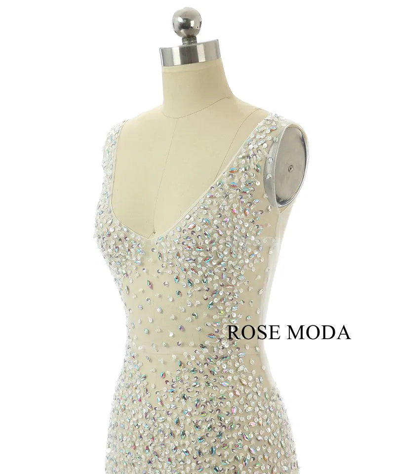 Rosemoda Heavy Beaded Long Illusion Prom Dresses