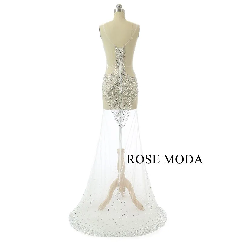 Rosemoda Heavy Beaded Long Illusion Prom Dresses