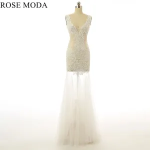 Rosemoda Long Lace Tulle Party Dress For Night Club