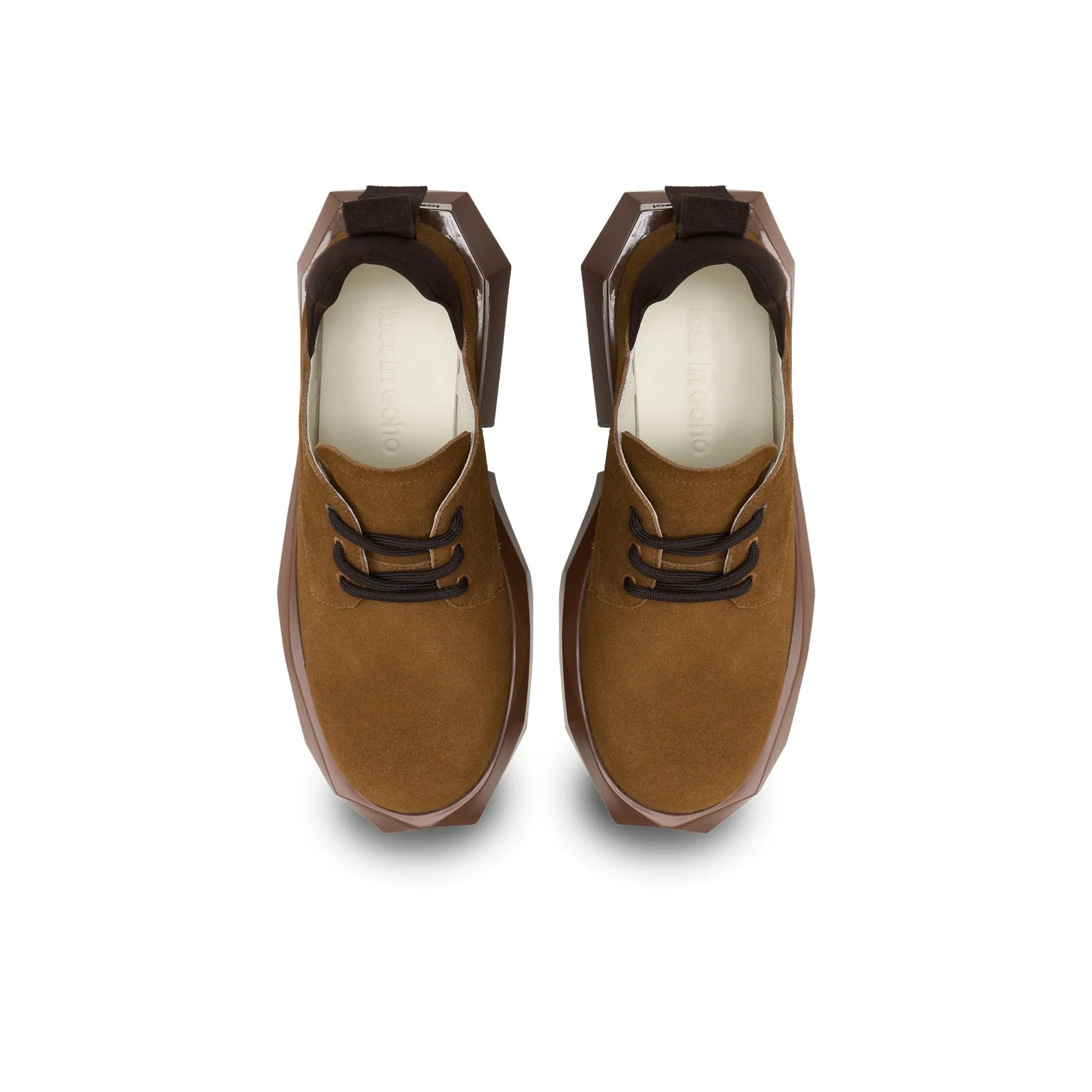 Round Head Strap Cut Thick Sole Derby Shoe In Brown