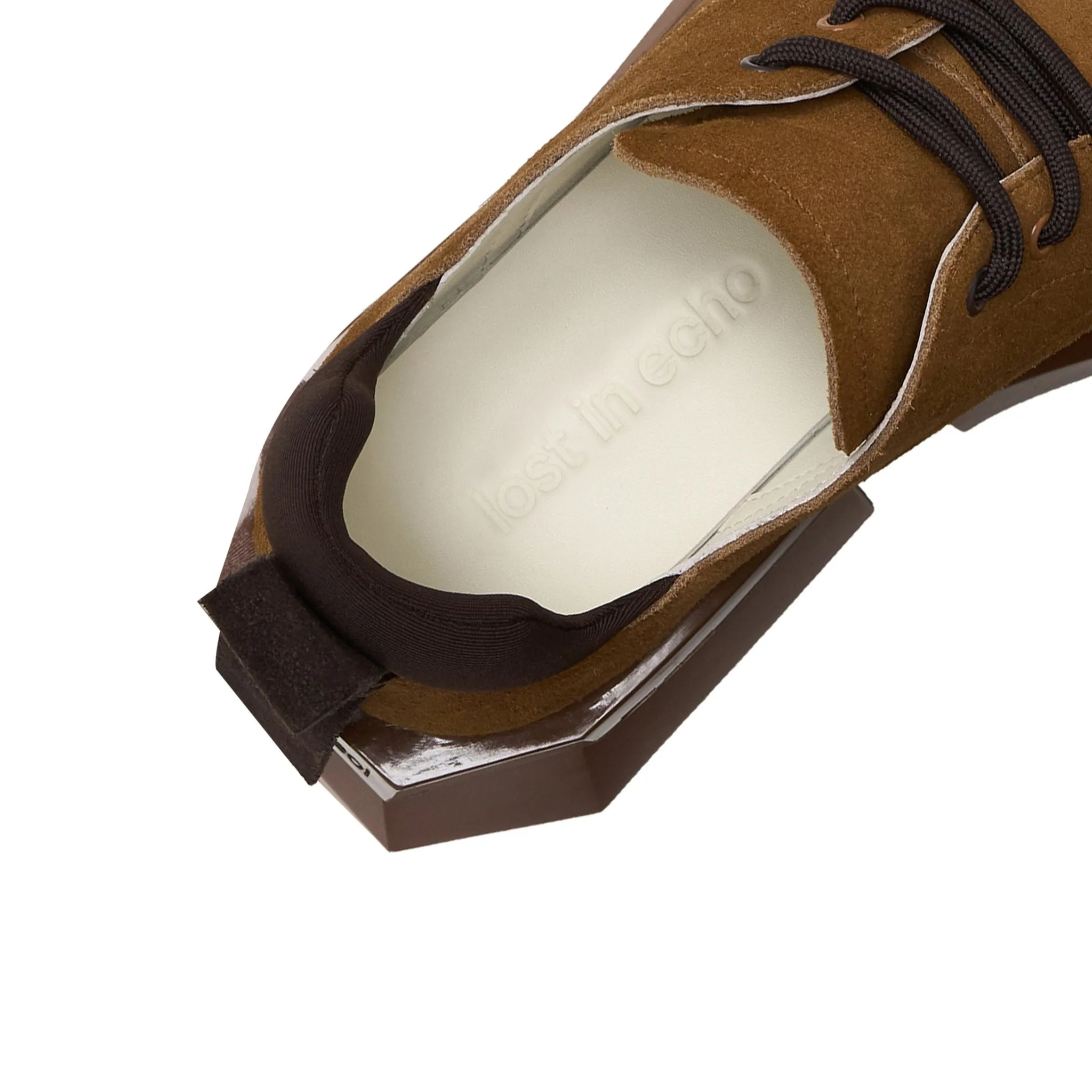 Round Head Strap Cut Thick Sole Derby Shoe In Brown