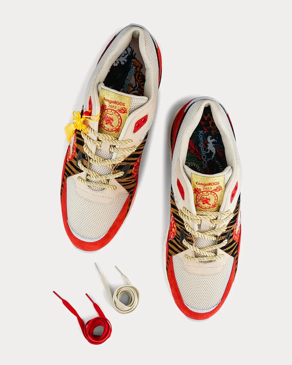 Runaway Roos 002 "Year of the Tiger" Fiery Red Low Top Sneakers