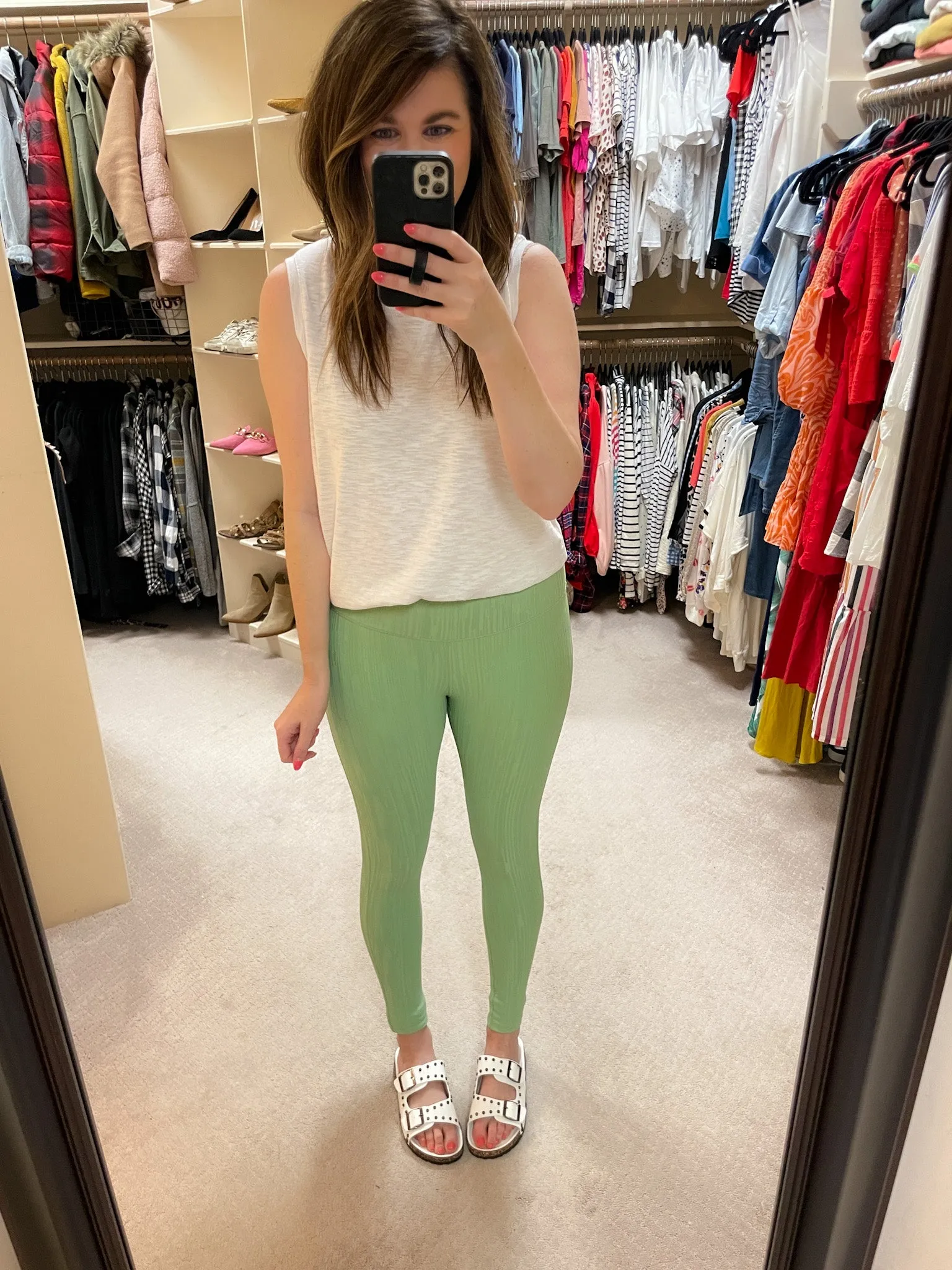 SALE! Mono B Tactel Textured Lines Leggings in Fair Green